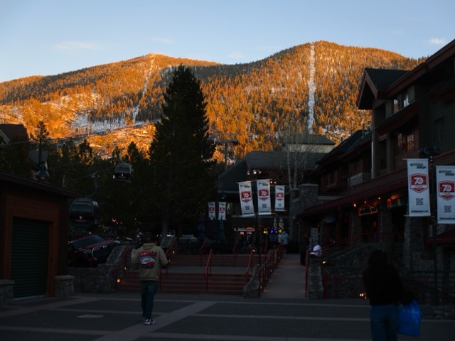 walking on campus at sunset